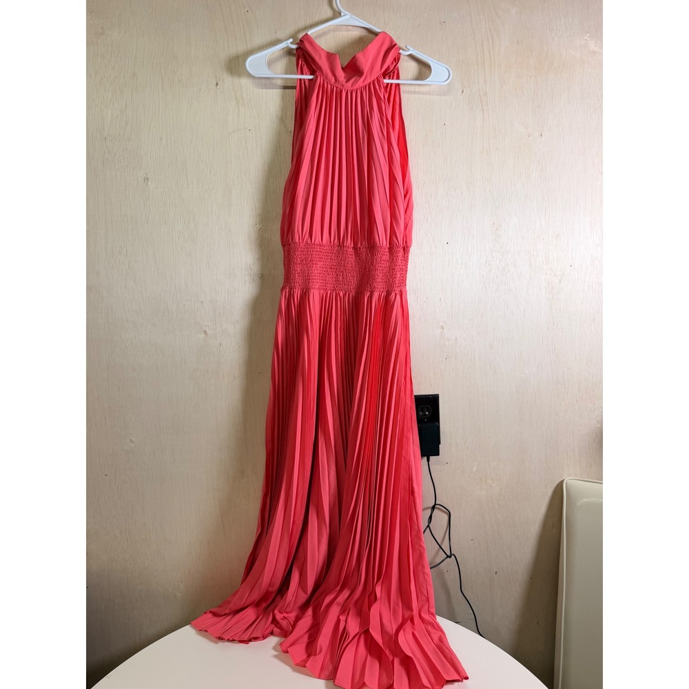Pants Store Maxi Dress Women Small Coral Pink Excellent‎ Pleated Halter Smocked